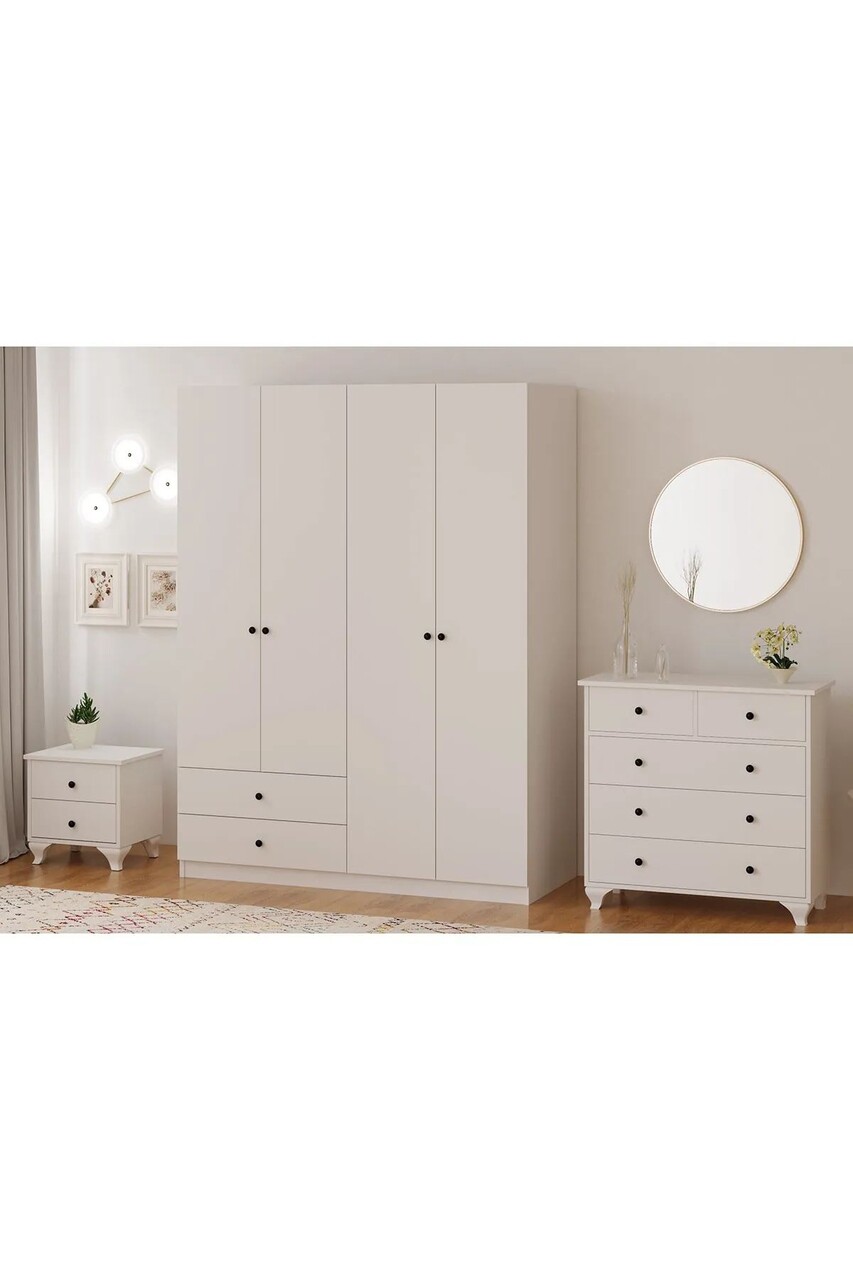 Set dormitor pentru copii, Hanah Home, Rb-068, Alb mat - imagine 6